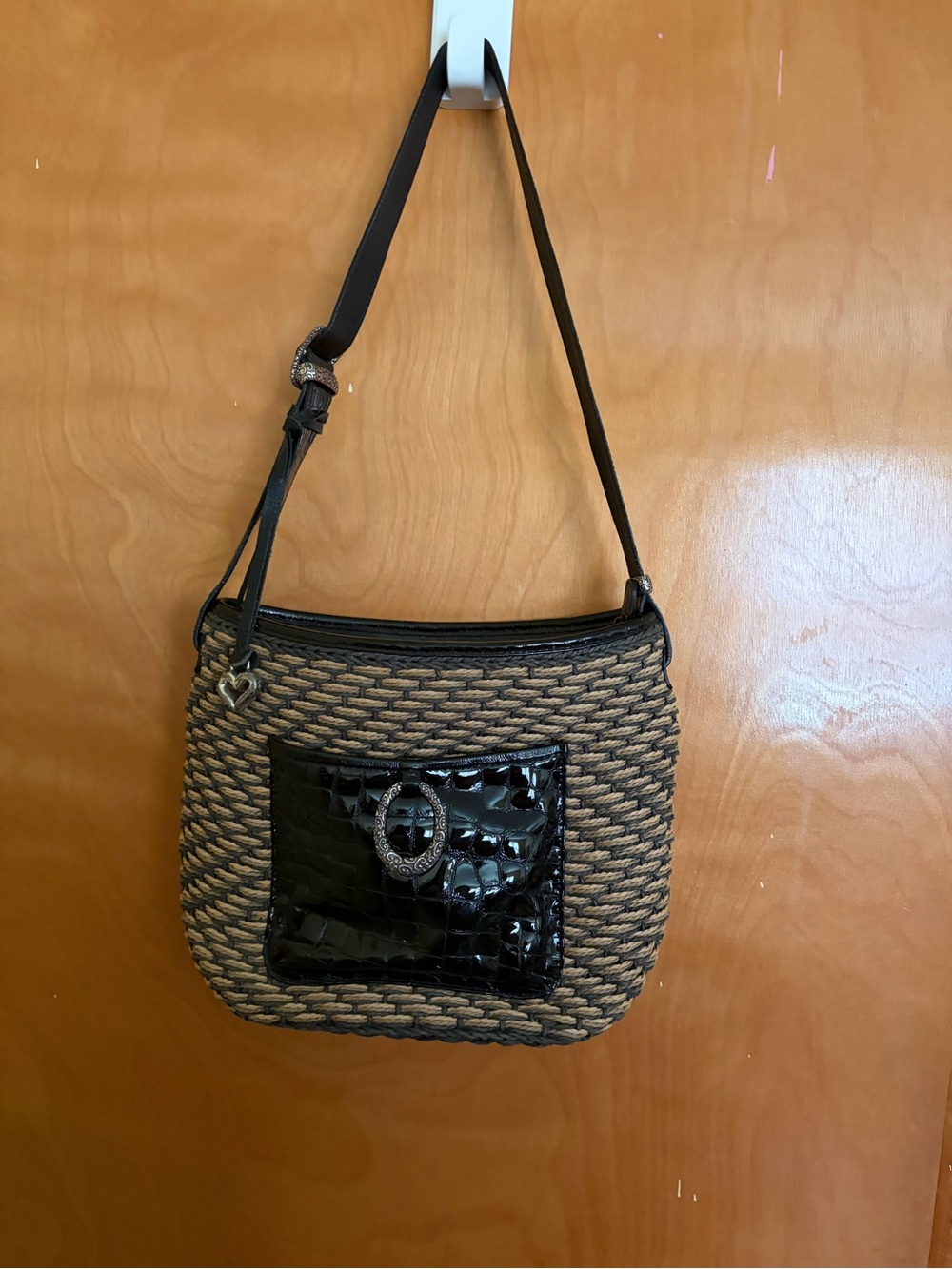 Brighton Black and Tan Woven Shoulder Bag